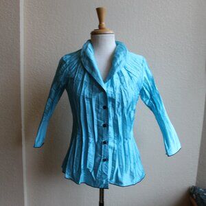 Vintage Y2K Beluva San Francisco Turquoise Fitted 3/4 sleeve Blouse XS
